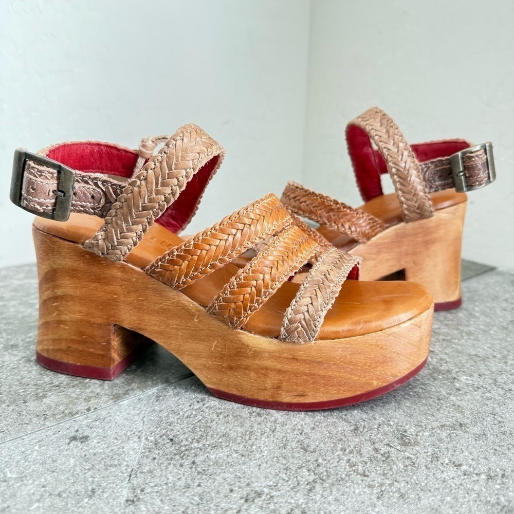 NEW Bed Stu Voicing Braided Leather Platform Sandals Size 6